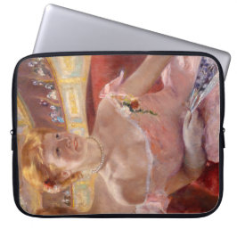 Funda Para Portátil Mujer norteamericana con collar de perla y vestido