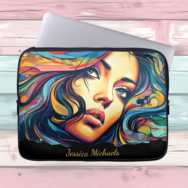 Funda Para Portátil Mujer Pop Art Con Nombre (Subido por el creador)