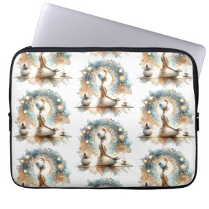 Funda Para Portátil Mujer posada de yoga sentada tranquila marrón