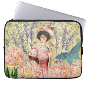 Funda Para Portátil Mujer Victoriana Floral Rosa Regencia