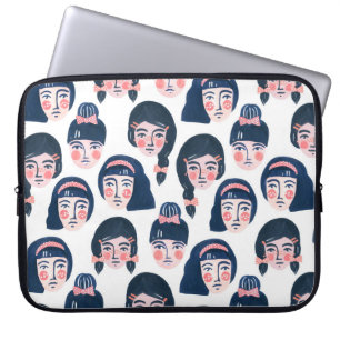Funda Para Portátil Mujeres caprichosas: arte de la cara Personalizado