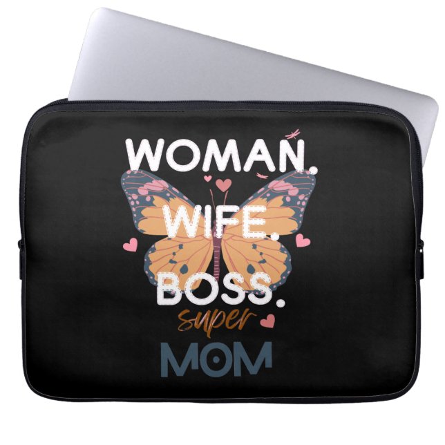 Funda Para Portátil Mujeres, esposa, jefa, supermamá (Frente)