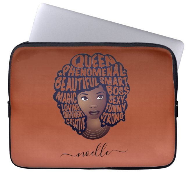 Funda Para Portátil Mujeres motivadoras negras, Copper Brown (Frente)