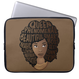Funda Para Portátil Mujeres motivadoras negras, marrón