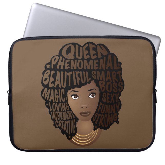 Funda Para Portátil Mujeres motivadoras negras, marrón (Frente)