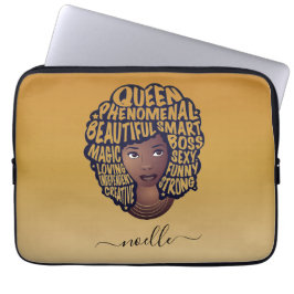 Funda Para Portátil Mujeres negras motivadoras, oro amarillo
