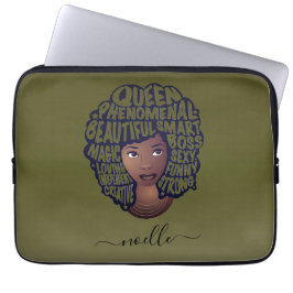 Funda Para Portátil Mujeres negras motivadoras, verde oliva