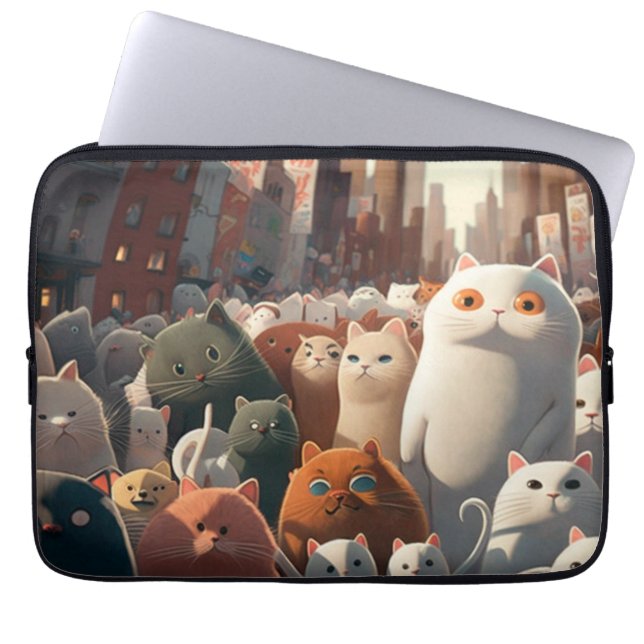 Funda Para Portátil Multitud de Personalizados de Ciudad del Gato (Frente)