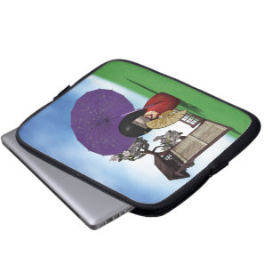 Funda Para Portátil Muñeca Kokeshi Japonesa Arte Flor de Cerezo