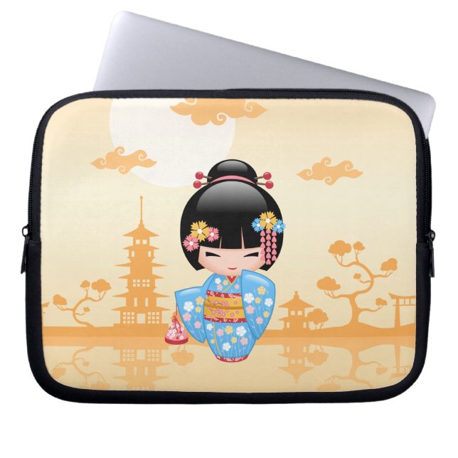 Funda Para Portátil Muñeca Maiko Kokeshi - Chica Geisha japonés (Frente)