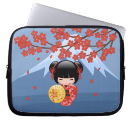 Funda Para Portátil Muñeca roja Sakura Kokeshi - Chica cute Geisha