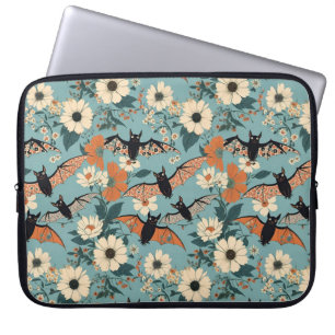 Funda Para Portátil Murciélagos y flores de Halloween con patchwork fl