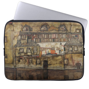 Funda Para Portátil Muro de la casa en el río por Egon Schiele