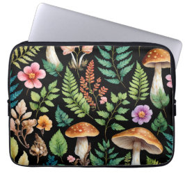 Funda Para Portátil Mushroom Woodland Forest Fern Art