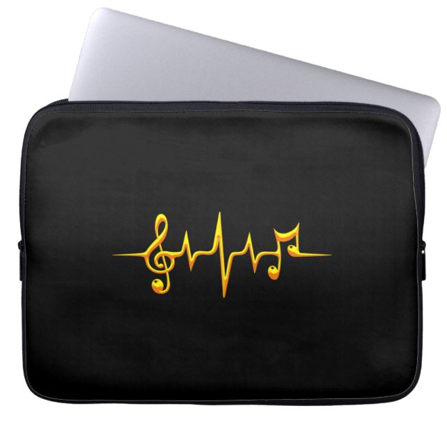 Funda Para Portátil Music Pulse Notes Clef Frecuence Wave Sound (Frente)