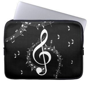 Funda Para Portátil Música blanca Climactic G Clef en negro