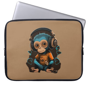 Funda Para Portátil Música Cute Monkey Escuchando, Música Mono Inmerso
