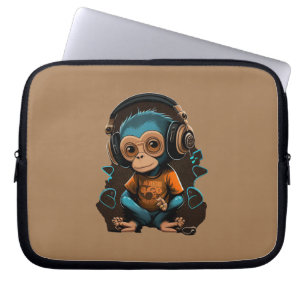 Funda Para Portátil Música Cute Monkey Escuchando, Música Mono Inmerso
