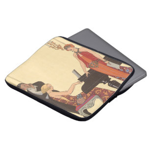 Funda Para Portátil Música vintage, cantante musical pianista Art Déco