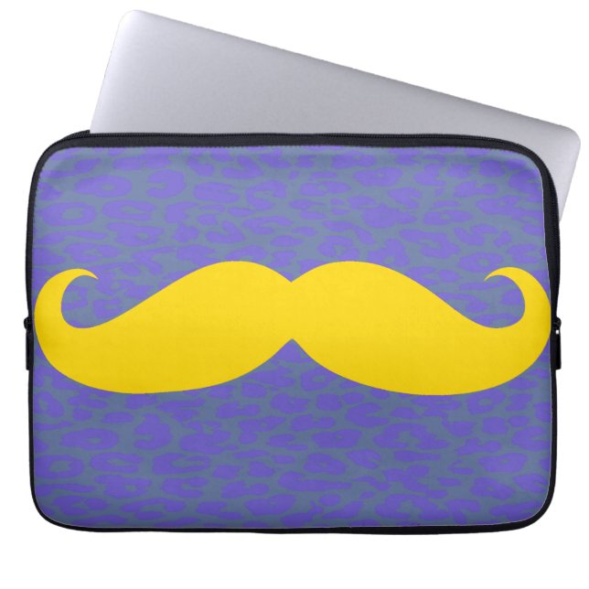 Funda Para Portátil Mustache amarillo (Frente)