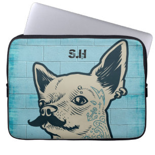 Funda Para Portátil Mustache Chihuahua Graffiti Monograma