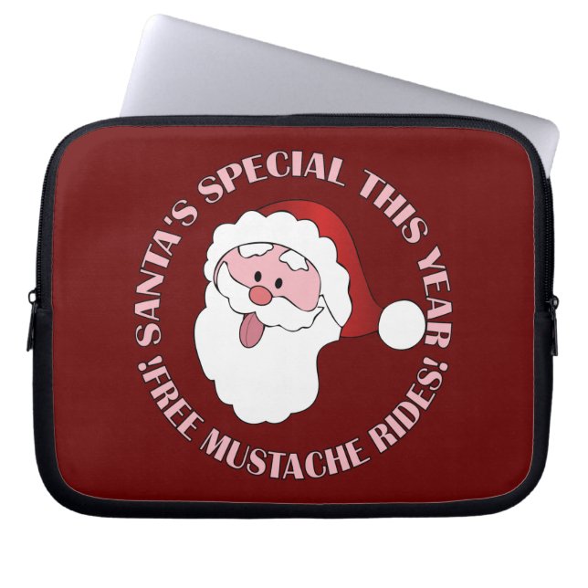 Funda Para Portátil Mustache Rides de Santa (Frente)