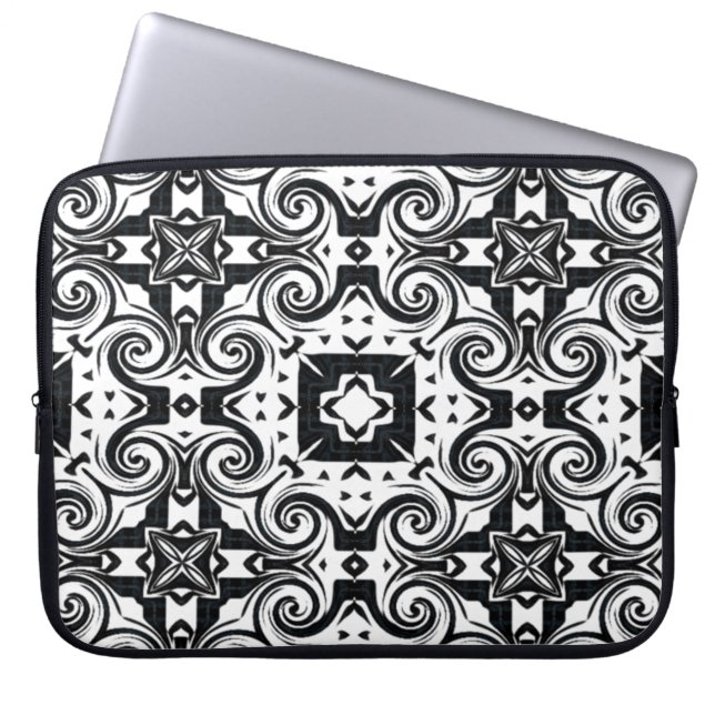 Funda Para Portátil MVB Quad Twirl Design-Black & White (Frente)