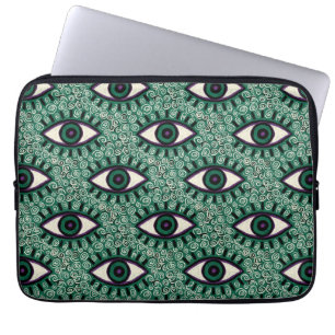 Funda Para Portátil "Mystic Emerald Eyes" - Psychedelic Swirl Seamless