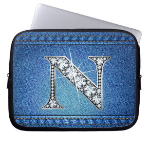 Funda Para Portátil N Faux "Diamond" Denim Stitling Electronics Bag