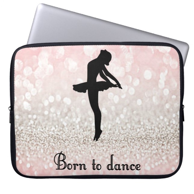 Funda Para Portátil Nacido en una laptop de bailarina de esparkle (Frente)