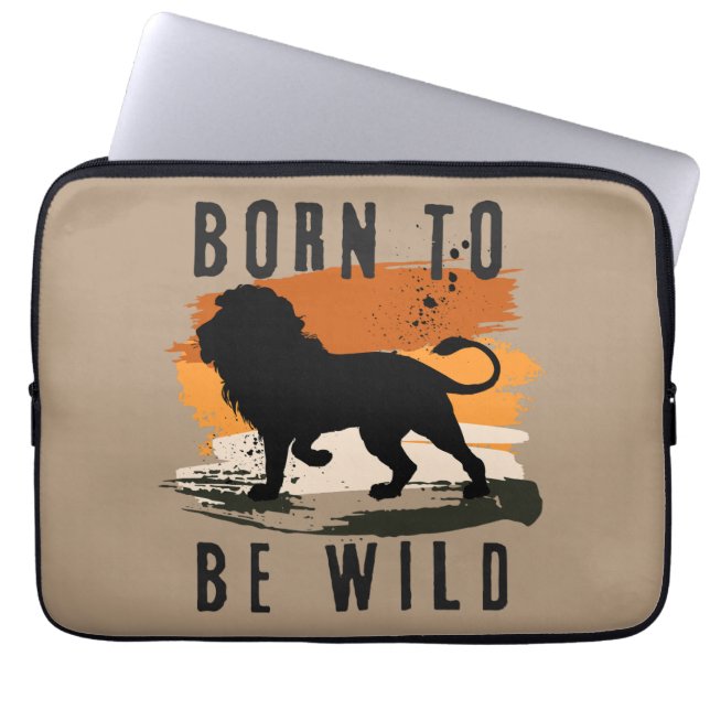 Funda Para Portátil Nacido para ser salvaje animal león (Frente)