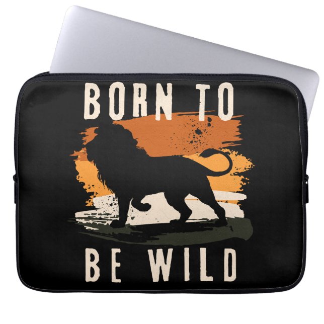 Funda Para Portátil Nacido para ser salvaje animal león (Frente)