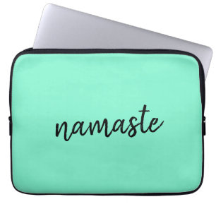 Funda Para Portátil Namaste   Neo Mint Green Modern Yoga Espiritual