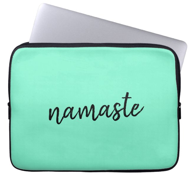Funda Para Portátil Namaste | Neo Mint Green Modern Yoga Espiritual (Frente)