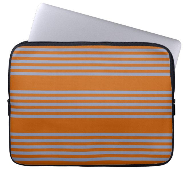 Funda Para Portátil Naranja azul-gris y quemado de cinco rayas (Frente)