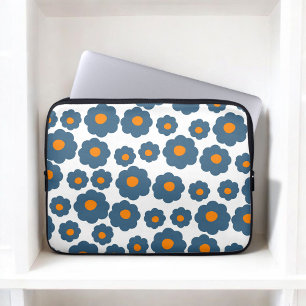 Funda Para Portátil Naranja azul preppy Patrón de flores hippie Sl