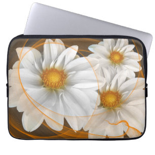 Funda Para Portátil Naranja blanco negro de flores de bolsos electróni