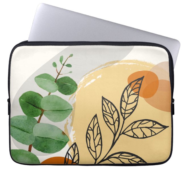 Funda Para Portátil Naranja Botánico Boho Green (Frente)