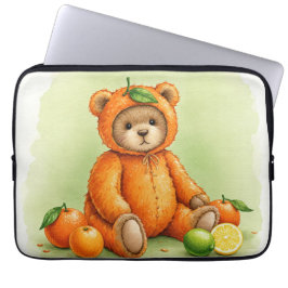 Funda Para Portátil Naranja brillante Teddy por Natasha Us