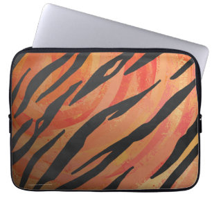 Funda Para Portátil Naranja caliente tigre e impresión en negro