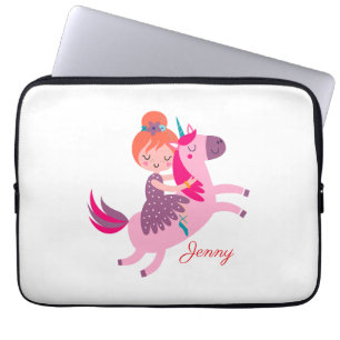 Funda Para Portátil Naranja corta Chica haitiana montada en unicornio