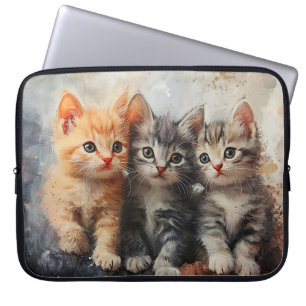FUNDA PARA PORTÁTIL NARANJA CUTE DE COLOR DE AGUA Y KITTENS DE TABBY M