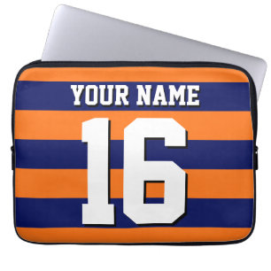 Funda Para Portátil Naranja de calabaza Equipo azul de la marina de la