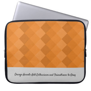 Funda Para Portátil Naranja de patrón de mosaico de tierra y etiqueta