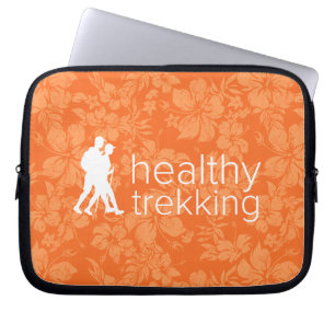 Funda Para Portátil Naranja de senderismo saludable Hibiscus Logotipo