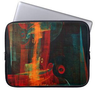 Funda Para Portátil Naranja del agua Azul Rojo Azul Moderno Resumen Pa