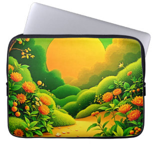 Funda Para Portátil Naranja exuberante Arte Jardín