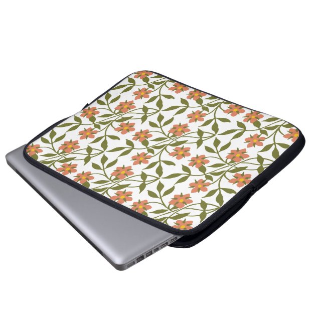 FUNDA PARA PORTÁTIL NARANJA FLOWERS (Inferior anverso)