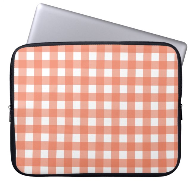 Funda Para Portátil Naranja gingham (Frente)