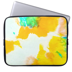 Funda Para Portátil Naranja Grungy Paint. Impresión de tinta de lápiz.